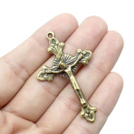 Crucifixo de Metal / 52x32mm - com O Cristo  (unidade) - Ouro Velho