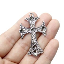 Cruz de Metal / 49x31mm - (unidade)-Níquel