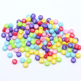 Mix Multicolorido / Pastilha / 6mm - NÚMEROS - Branco (20 gramas) - Cores Diversas