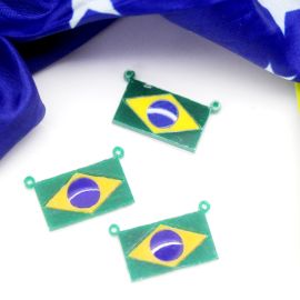 Tema Brasil / Pingente de Acrílico 17x29mm - Bandeira (unidade)