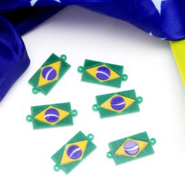 Tema Brasil / Entremeio de Acrílico 12x25mm - Bandeira (unidade)