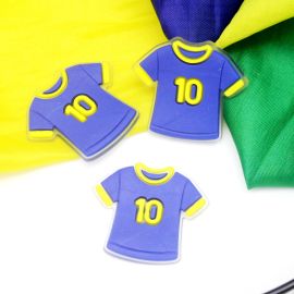 Tema Brasil - Camisa 10 / Aplique Emborrachado - 31x35 mm (Unidade) - Azul