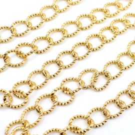 Corrente de Alumínio / 24x18mm - Oval Lapidado (1 METRO) - Dourada