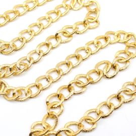 Corrente de Alumínio / 20x15mm - Craquelada (1 METRO) - Dourada