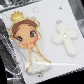Crucifixo e Salve Rainha em Biscuit - N. Senhora de Fátima (1PAR)