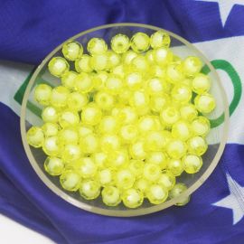 Tema Brasil / Bola Plástica Facetada 8mm - Transparente com Miolo Branco (10 gramas)