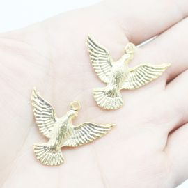 Pingente de Metal / 24x31mm - Pomba (unidade) - Dourado