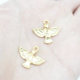 Pingente de Metal / 18x21mm - Pomba (unidade) - Dourado