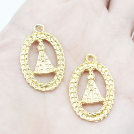 Medalha de Metal / 32x21mm - Nossa Senhora Aparecida (unidade) - Dourado