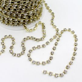 Corrente com Strass Transparente / SS20 - (1 METRO)  