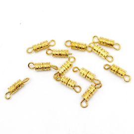 Fecho de Metal / 12x4mm - Rosca - com Argola em Metal (Dúzia)-Dourado