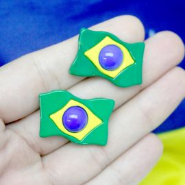 Tema Brasil - Bandeira / Aplique de Plástico - 18x29mm (Unidade) 