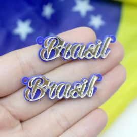 Tema Brasil / Pingente de Acrílico 14x44mm - Brasil (unidade)