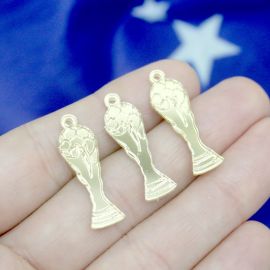 Tema Brasil / Pingente de Acrílico 27x9mm - Taça (unidade) - Dourado
