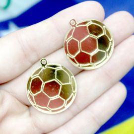 Tema Brasil / Pingente de Acrílico 25mm - Bola (unidade) - Dourado