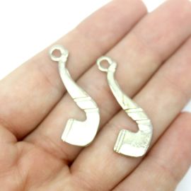 Pingente de Metal / 35x13mm - Afro Religioso - Cachimbo - Níquel (unidade)