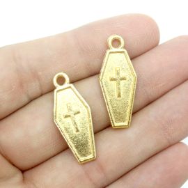 Pingente de Metal / 26x16mm - Afro Religioso - Caixão (unidade) - Dourado