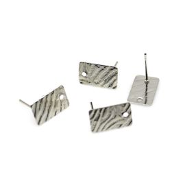 Pino de Brinco em Metal / 13x8mm - Retangular (1 Par)-Níquel