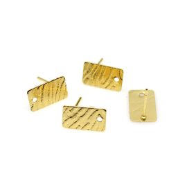 Pino de Brinco em Metal / 13x8mm - Retangular (1 Par)-Dourado
