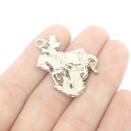 Pingente de Metal Níquel / 33x28mm - São Jorge (Unidade) 