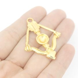 Pingente de Metal / 45x35mm - Afro Religioso - Arco Flecha (unidade) - Dourado