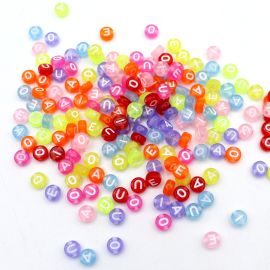 Pastilha de Plástico / 6mm - Transparente - SÓ VOGAIS - Branca (20 gramas) - Cores Diversas