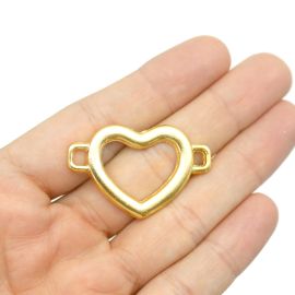 Entremeio de Metal / Country - Coração 25x38mm - Dourado