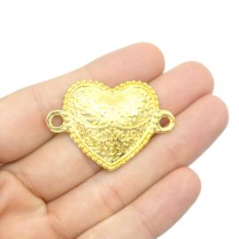 Entremeio de Metal / Country - Coração 29x41mm - Dourado