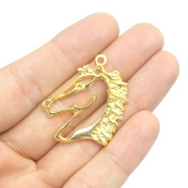 Pingente de Metal / Country - Cavalo 34x29mm - Dourado