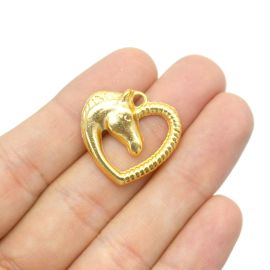 Pingente de Metal / Country - Cavalo 23x24mm - Dourado
