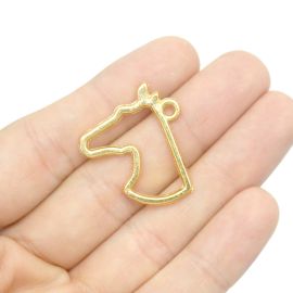 Pingente de Metal / Country - Cavalo 29x24mm - Dourado