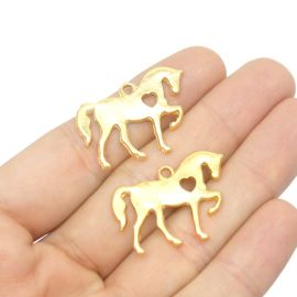 Pingente de Metal / Country - Cavalo 21x28mm - Dourado