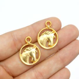 Pingente de Metal / Country - Cavalo 18mm - Dourado