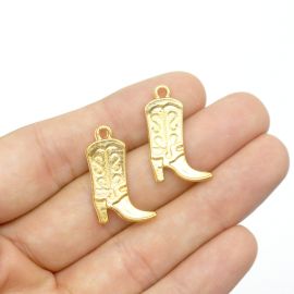 Pingente de Metal / Country - Bota 24x10mm - Dourado