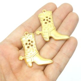 Pingente de Metal / Country - Bota 34x15mm - Dourado
