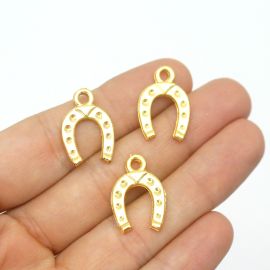Pingente de Metal / Country - Ferradura 21x14mm - Dourado