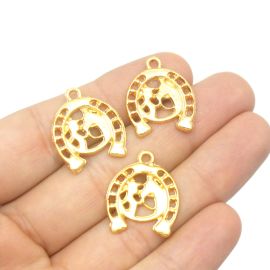 Pingente de Metal / Country - Ferradura 21x18mm - Dourado