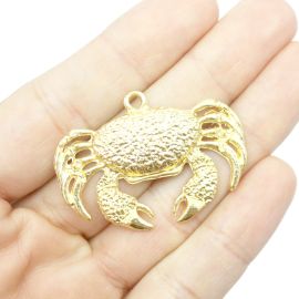 Pingente de Metal / 30x42mm - Caranguejo (unidade) - Dourado