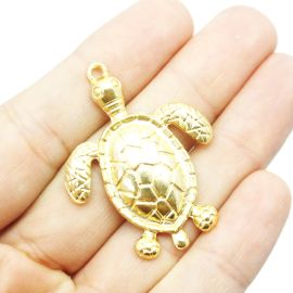 Pingente de Metal / 42x32mm - Tartaruga (unidade) - Dourado