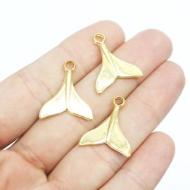 Pingente de Metal / 22x18mm - Rabo de Sereia (unidade) - Dourado 
