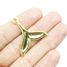 Pingente de Metal / 32x30mm - Rabo de Sereia (unidade) - Dourado 