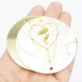 Placa em Acrílico Perolada / 6cm - Santo Terço (PAR) - Dourado