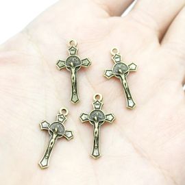 Mine Crucifixo de Metal / 22x12mm - Com o Cristo (unidade) -Ouro Velho
