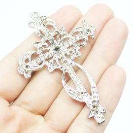 Cruz de Metal / 70x46mm - Terço para Noiva (unidade)-Níquel