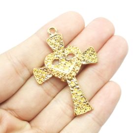 Cruz de Metal / 47x33mm - Terço para Noiva (unidade)-Dourado
