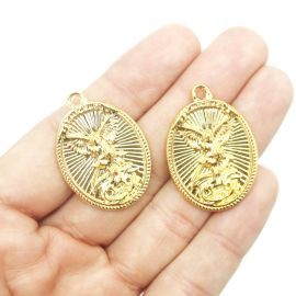 Pingente de Metal / 32x23mm - São Miguel (unidade) - Dourado