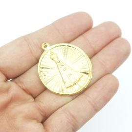 Pingente de Metal / 36x31mm - Nossa Senhora Aparecida (unidade) - Dourado