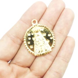 Pingente de Metal / 33x28mm - Nossa Senhora Aparecida (unidade) - Dourado