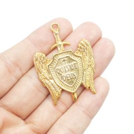 Pingente de Metal / 45x33mm - São Miguel (unidade) - Dourado