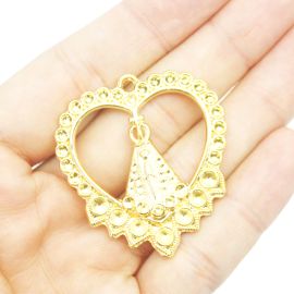 Salve Rainha de Metal / 42x39mm - Nossa Senhora Aparecida (unidade)-Dourado